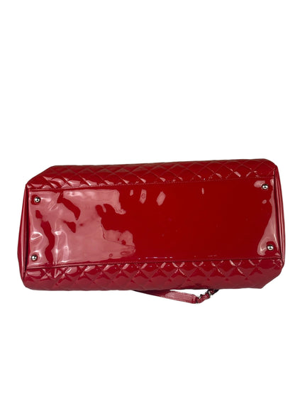 Chanel Red Patent Quilted Leather Large Just Mademoiselle Bowling Bag