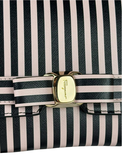 Salvatore Ferragamo Pink/Black Striped Crossbody Bag