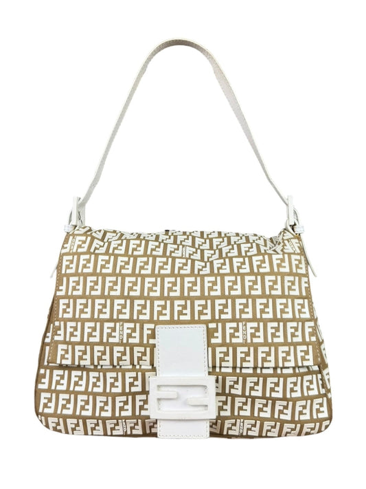 Fendi Vintage Beige Canvas Rubber FF Print Mamma Baguette