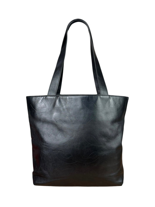 Chanel Black Lambskin CC Swirl Pattern Tote 2000