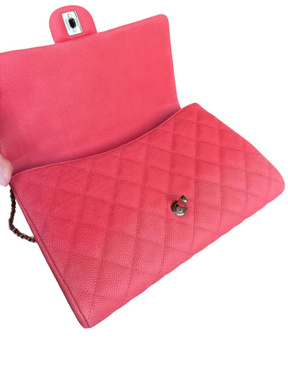 Chanel Coral Pink Matte Quilted Caviar Flap Shoulder Bag 2012