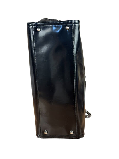 Chanel Black Patent Leather Quilted Lipstick Tote 2011