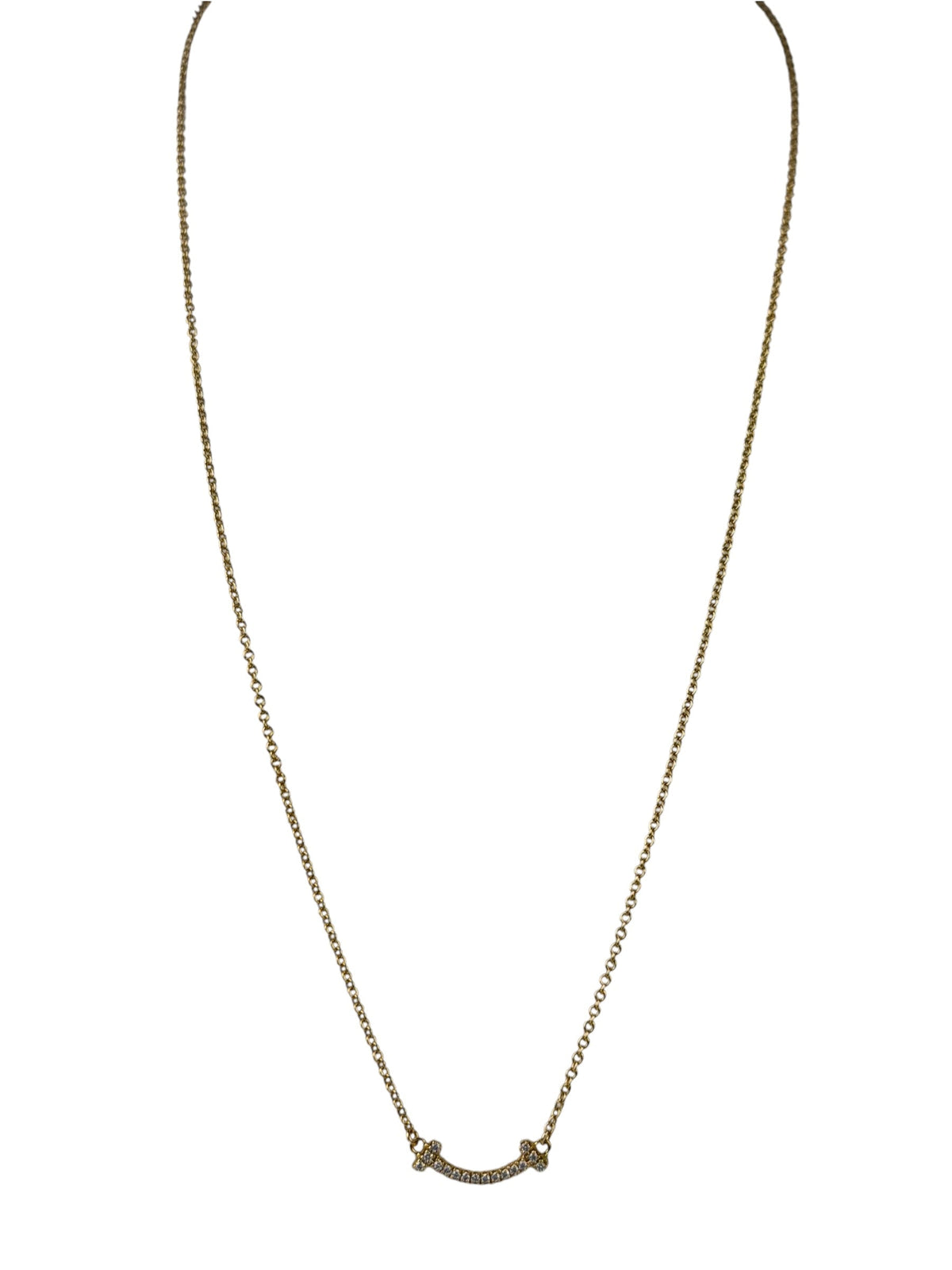 Tiffany & Co.T Smile Yellow Gold & Diamonds Pendant Necklace