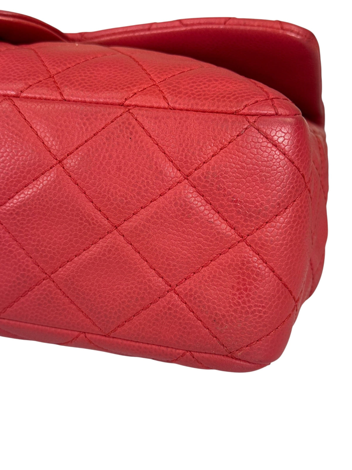 Chanel Red Quilted Caviar Leather Flap Bag 2008