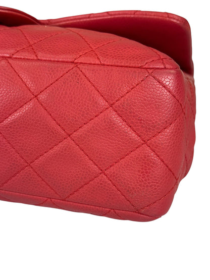 Chanel Red Quilted Caviar Leather Flap Bag 2008