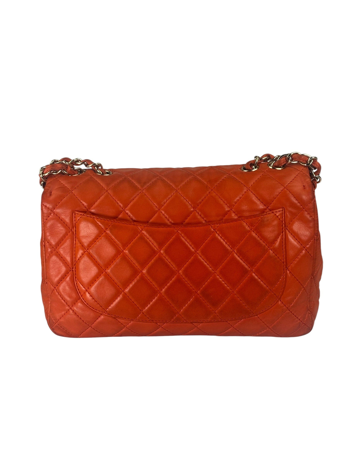 Chanel Orange Quilted Lambskin Flap Bag 2008