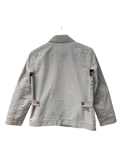 Prada Vintage Blue Striped Canvas Zip Up Collared Jacket