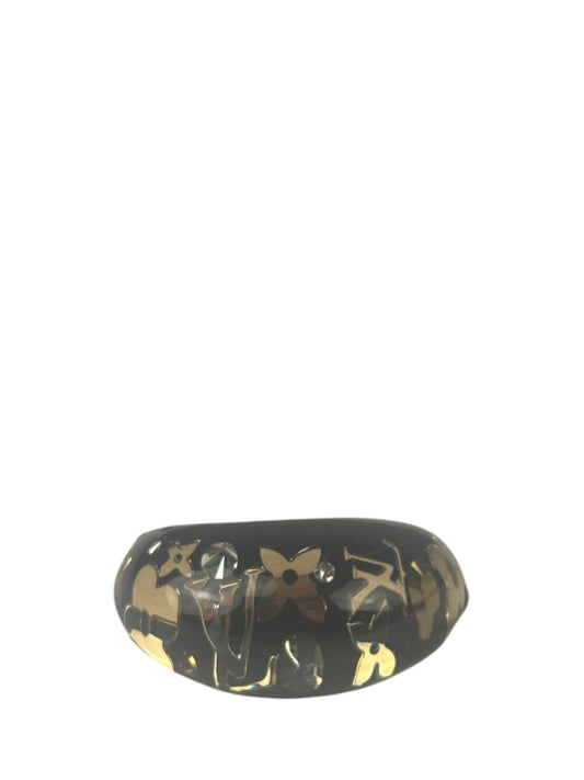 Louis Vuitton Black/Gold Crystal & Resin Inclusion Ring