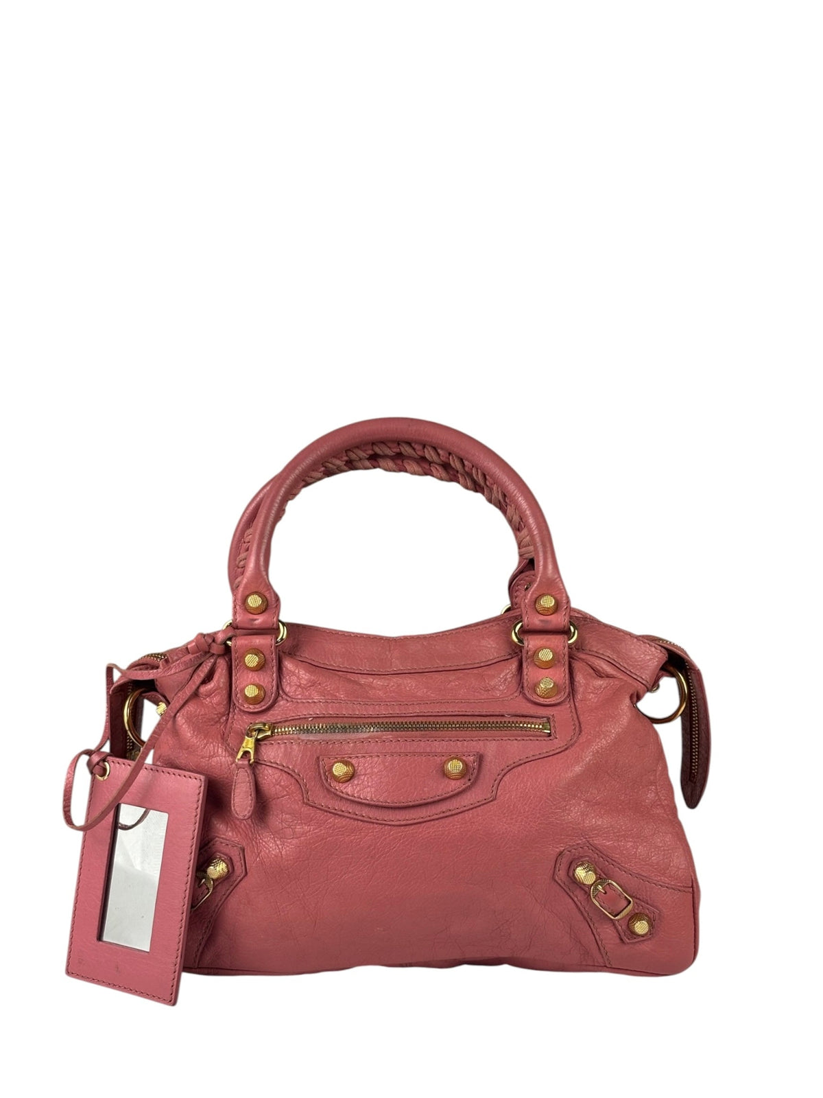 Balenciaga Pink Lambskin Velo Moto Two-Way Bag