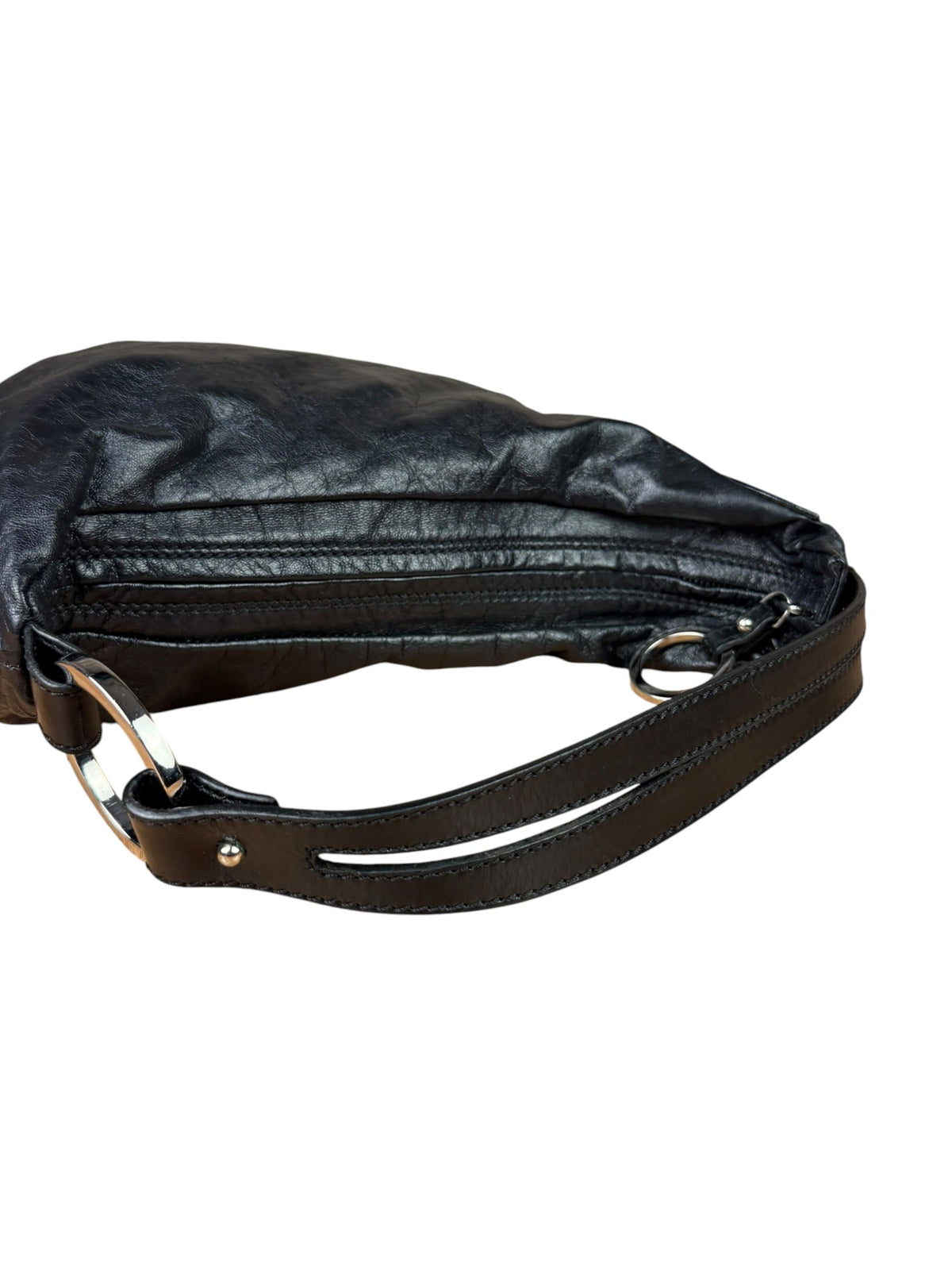Fendi Vintage Black Leather Oyster Hobo Bag