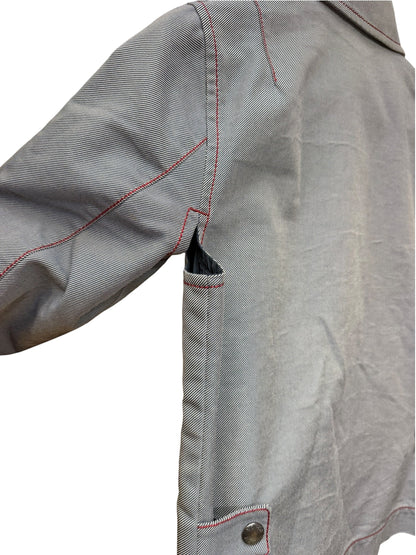 Prada Vintage Blue Striped Canvas Zip Up Collared Jacket