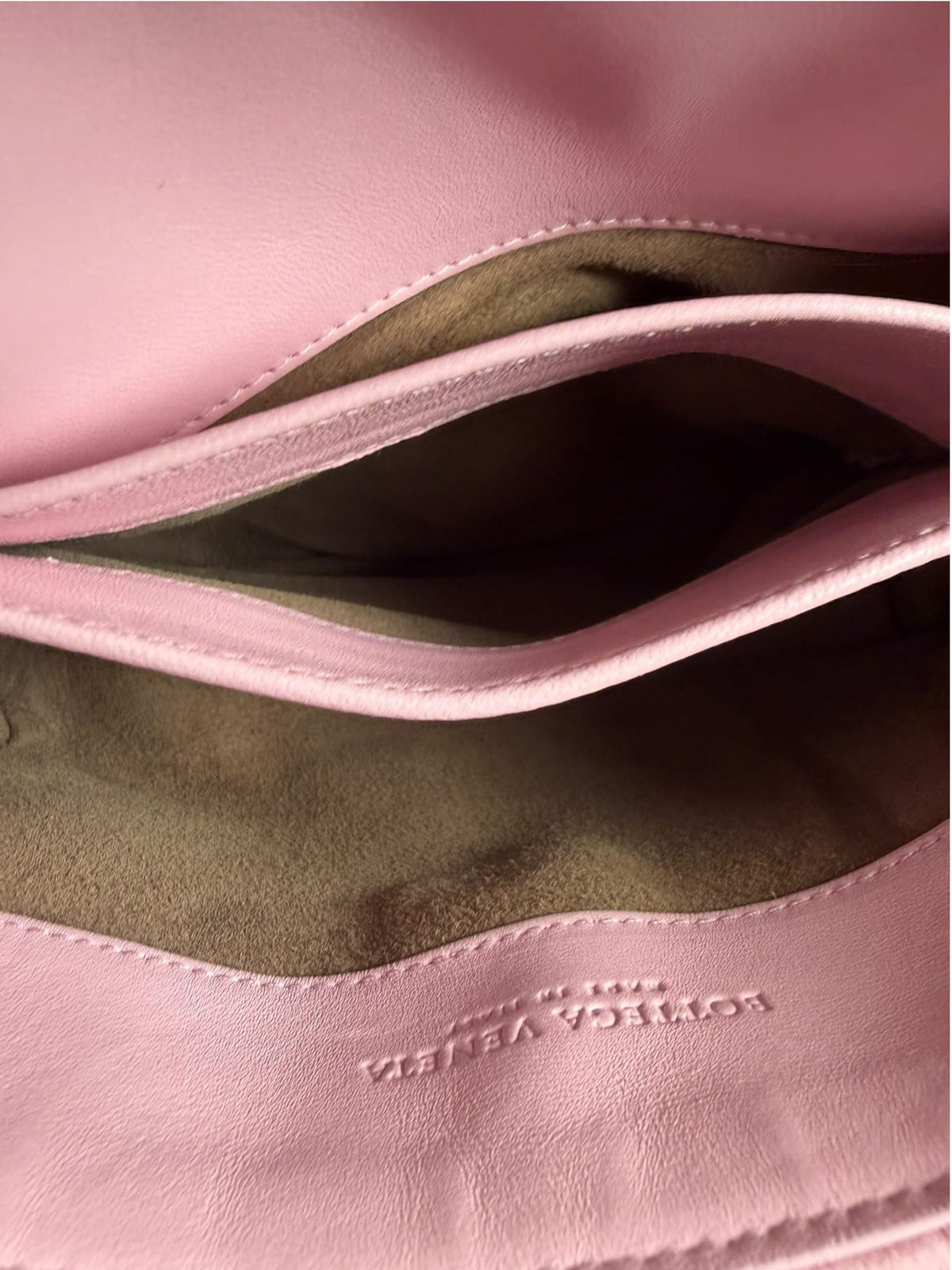 Bottega Veneta Baby Pink Leather Intrecciato Embroidered Flap Bag
