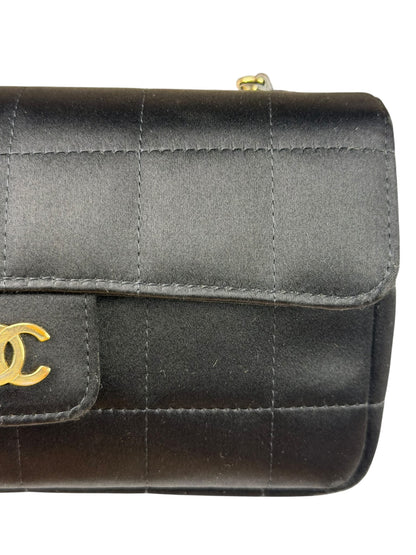 Chanel Black Satin Chocolate Bar Mini East-West Flap Bag