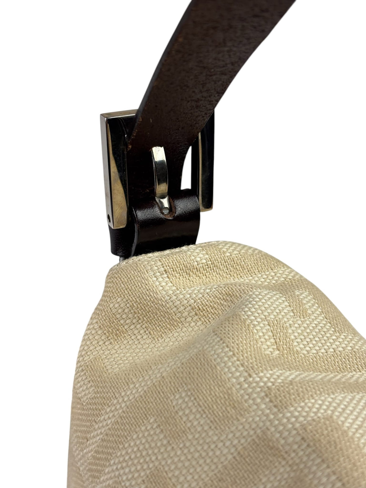 Fendi Vintage FF Ivory Canvas Baguette Shoulder Bag