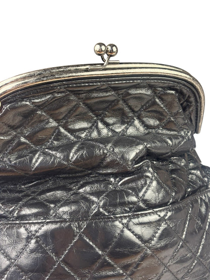 Chanel Black Quilted Lambskin Tabatiere Fold-Over Shoulder Bag 2014