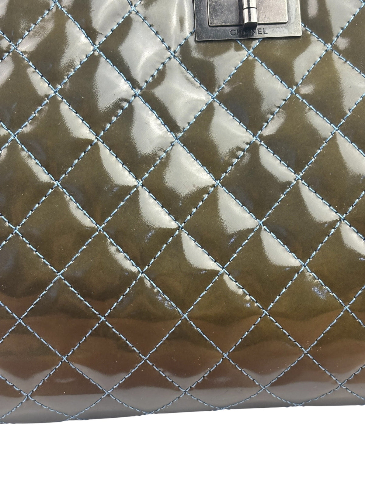 Chanel Green Quilted Patent Leather Reissue XL Tote 2011