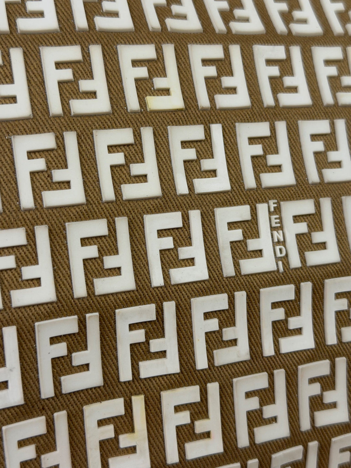Fendi Vintage Beige Canvas Rubber FF Print Mamma Baguette