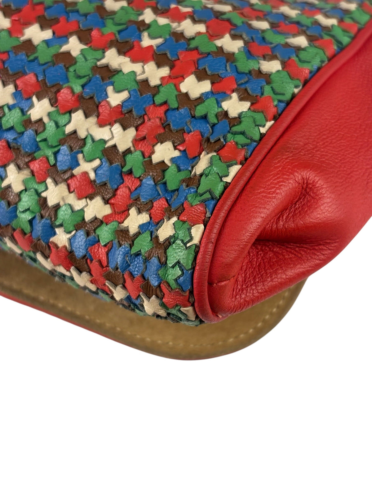 Fendi Colorblock Leather Woven Shoulder Bag