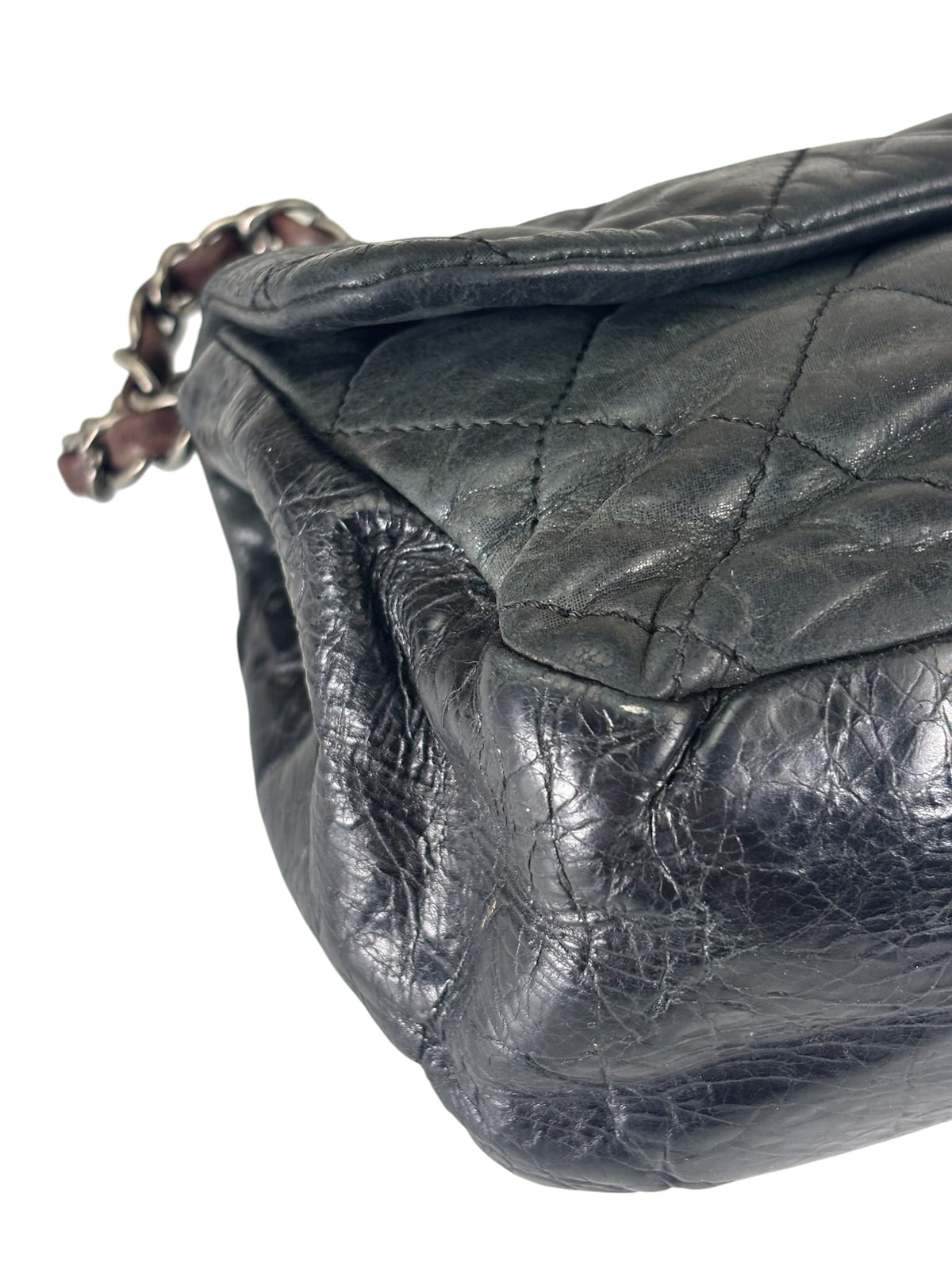 Chanel Black/Grey Quilted Calfskin Matelassè Iridescent Flap Bag 2009