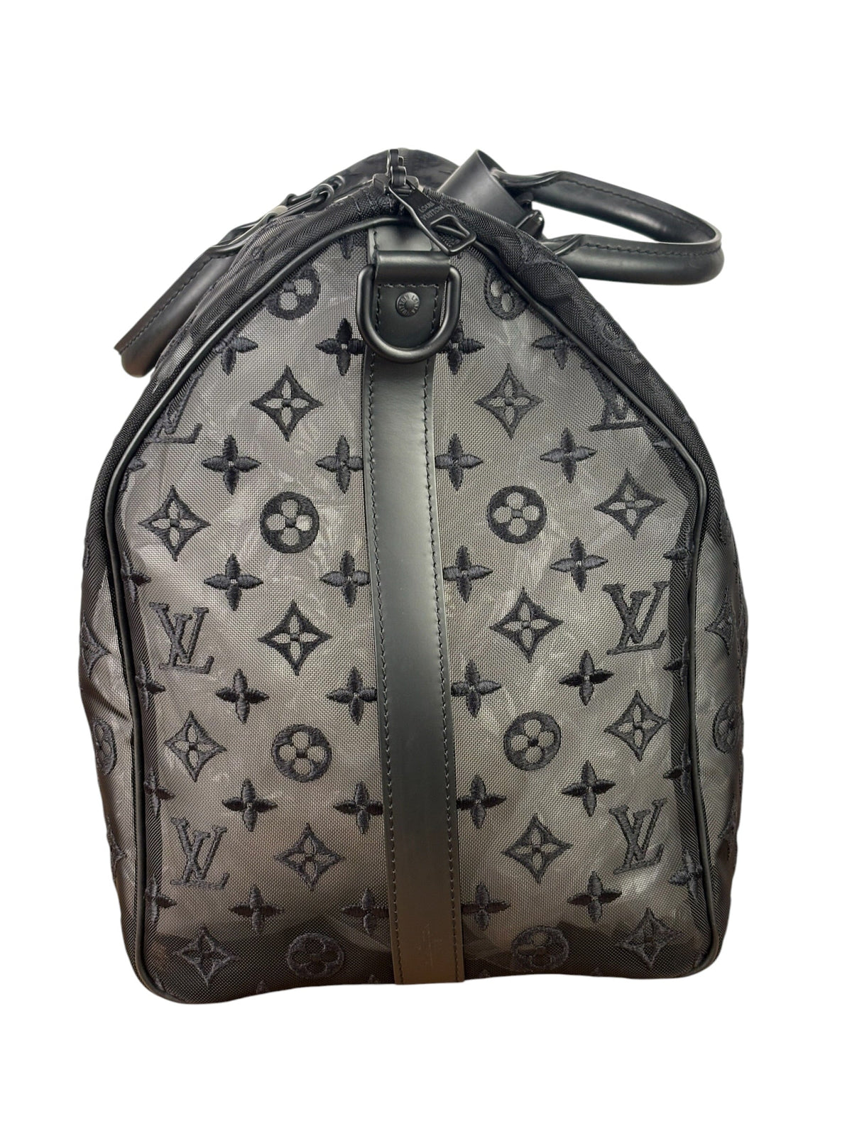 Louis Vuitton x Virgil Abloh Black Leather Trim Monogram Keepall 50