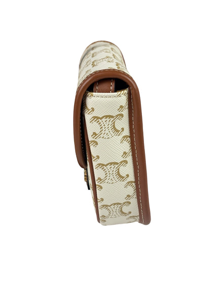 Celine White Leather Macadam Nano Triomphe Besace Shoulder Bag
