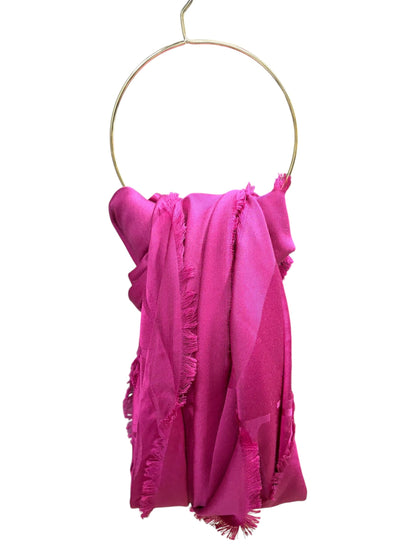 Valentino Magenta Garavani Monogram Jacquard Fringe Scarf Shawl
