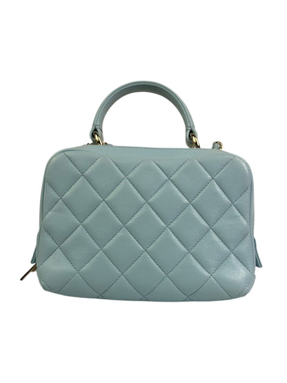 Chanel Light Blue Quilted Lambskin Top Handle Vanity Case 2019