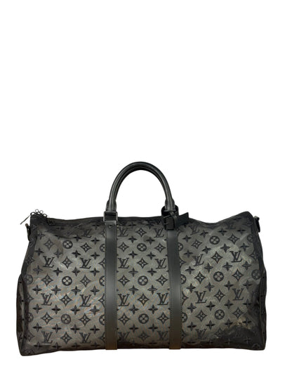 Louis Vuitton x Virgil Abloh Black Leather Trim Monogram Keepall 50