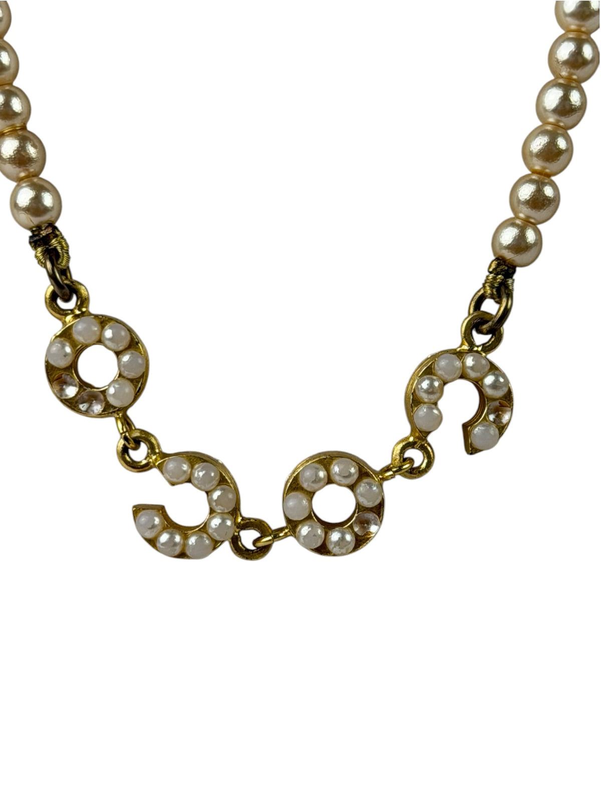 Chanel Vintage Coco Pearl/CC Pendant Necklace
