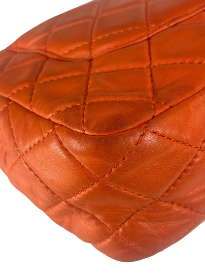 Chanel Orange Quilted Lambskin Flap Bag 2008