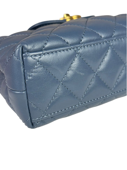 Chanel Blue Quilted Calfskin Nano Kelly Shopper Two-Way Bag 2023