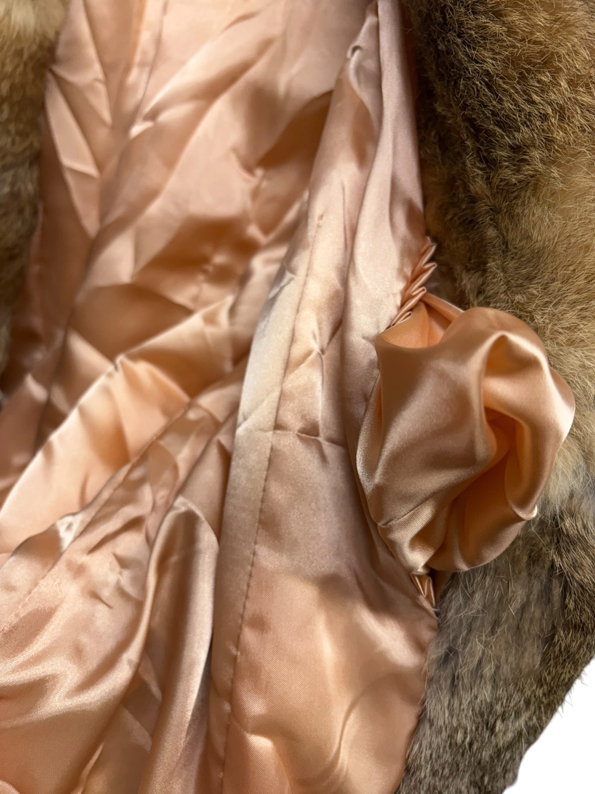 Vintage Warm Tan & Beige Rabbit Fur Coat