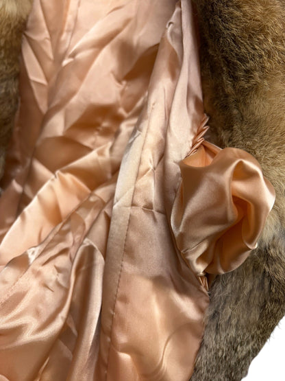 Vintage Warm Tan & Beige Rabbit Fur Coat