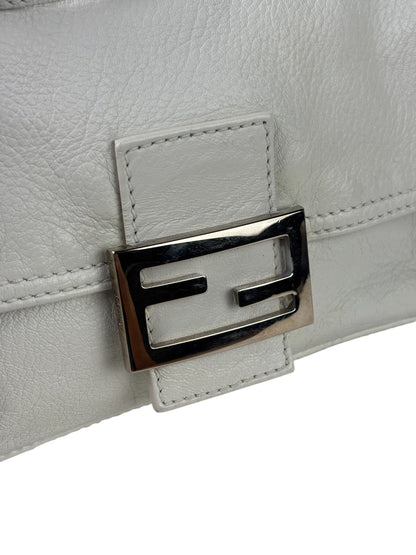 Fendi White Leather Baguette