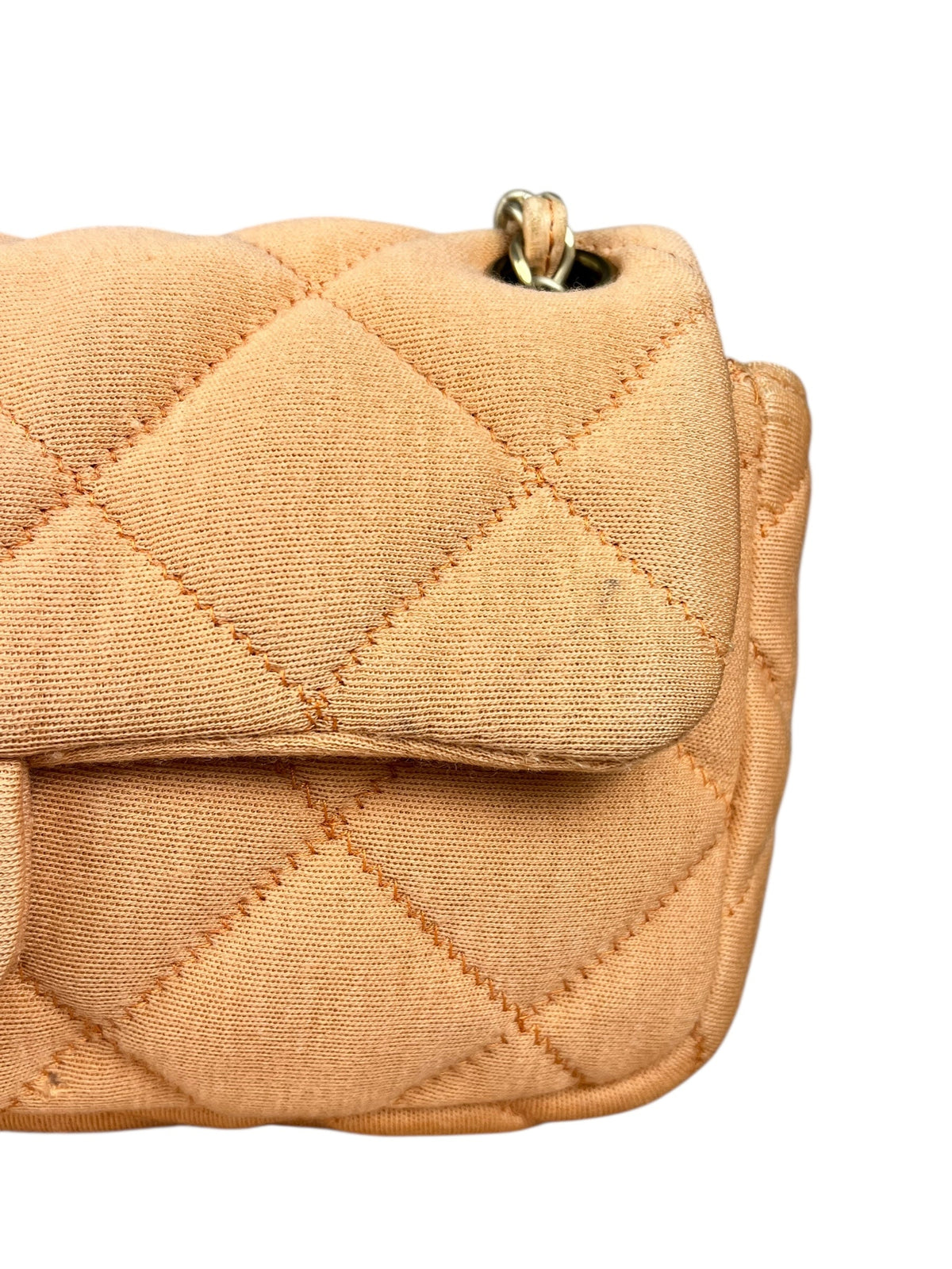 Chanel CC Peach Jersey Quilted Flap Bag