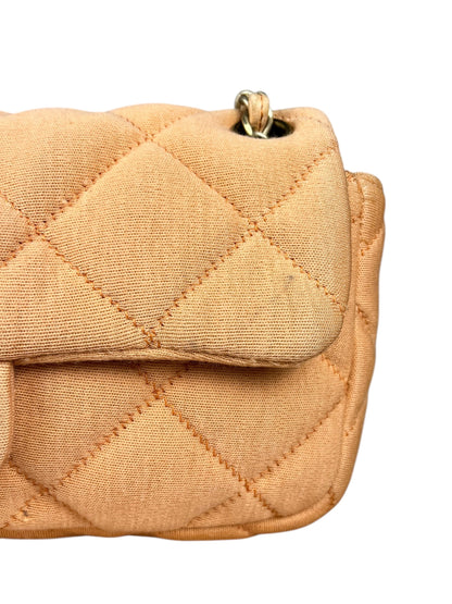 Chanel CC Peach Jersey Quilted Flap Bag