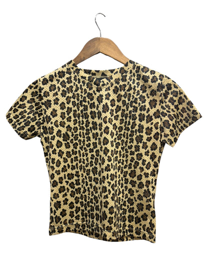 Fendi Black/Beige Leopard Print Short Sleeve Top