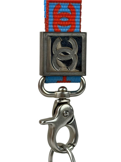 Chanel Coco Mark Nylon Strap Key Lanyard Blue