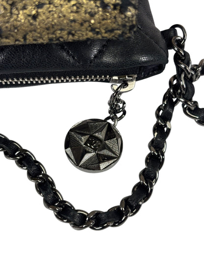 Chanel Black/Golden Quilted Lambskin Night Clutch On Chain Flap Bag 2012