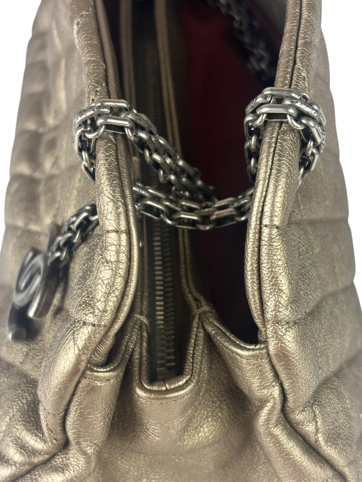 Chanel Metallic Gold Quilted Caviar Just Mademoiselle Bowling Bag 2010