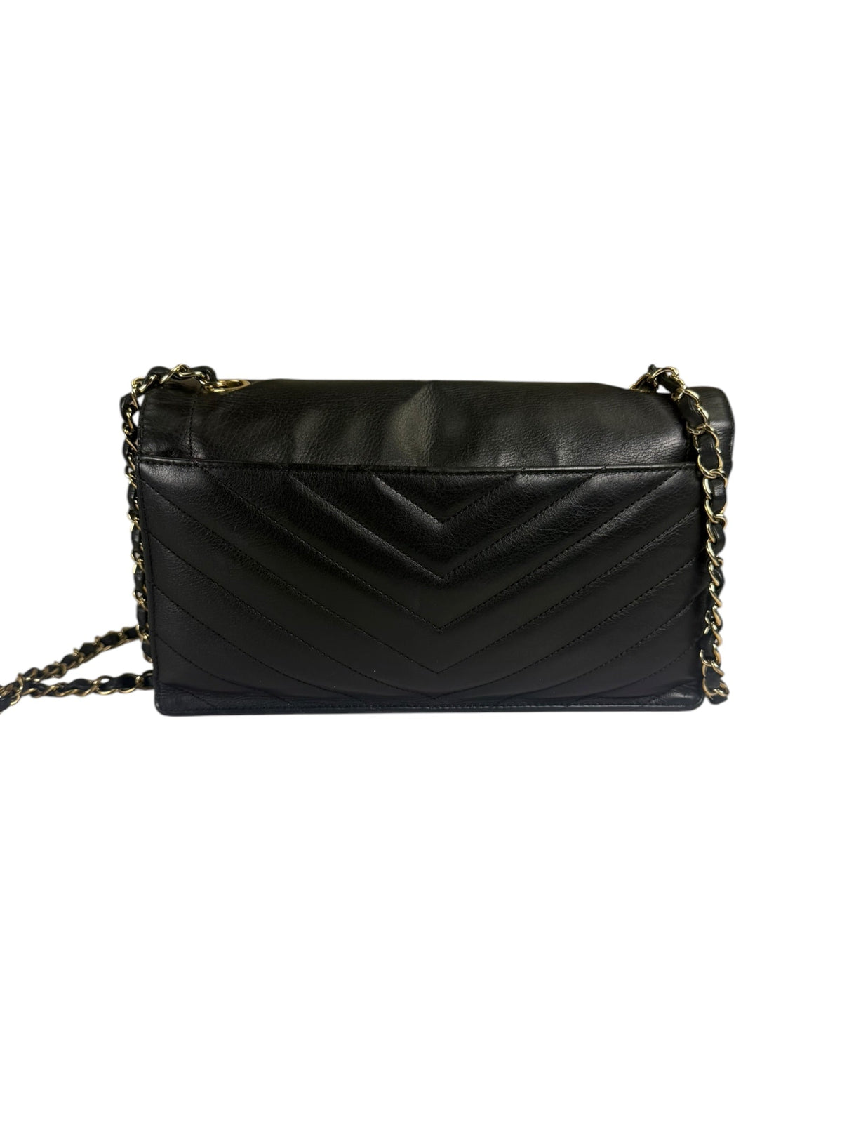 Chanel Black Calfskin Chevron Envelop Flap Bag 2019