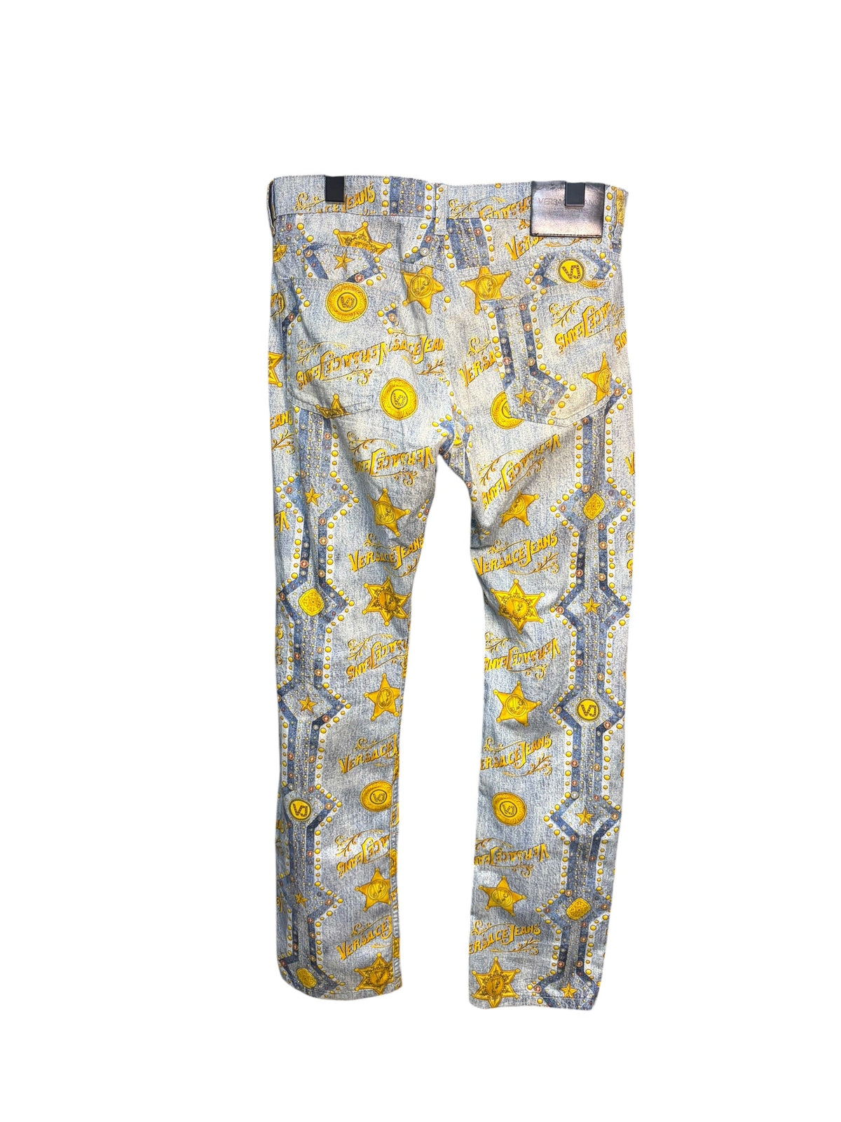 Versace Blue Logo Print Denim Jeans