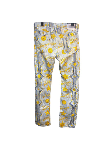 Versace Blue Logo Print Denim Jeans