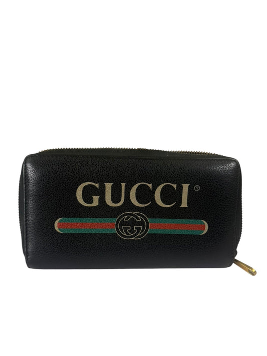 Gucci Black Leather Zip-Around Long Wallet