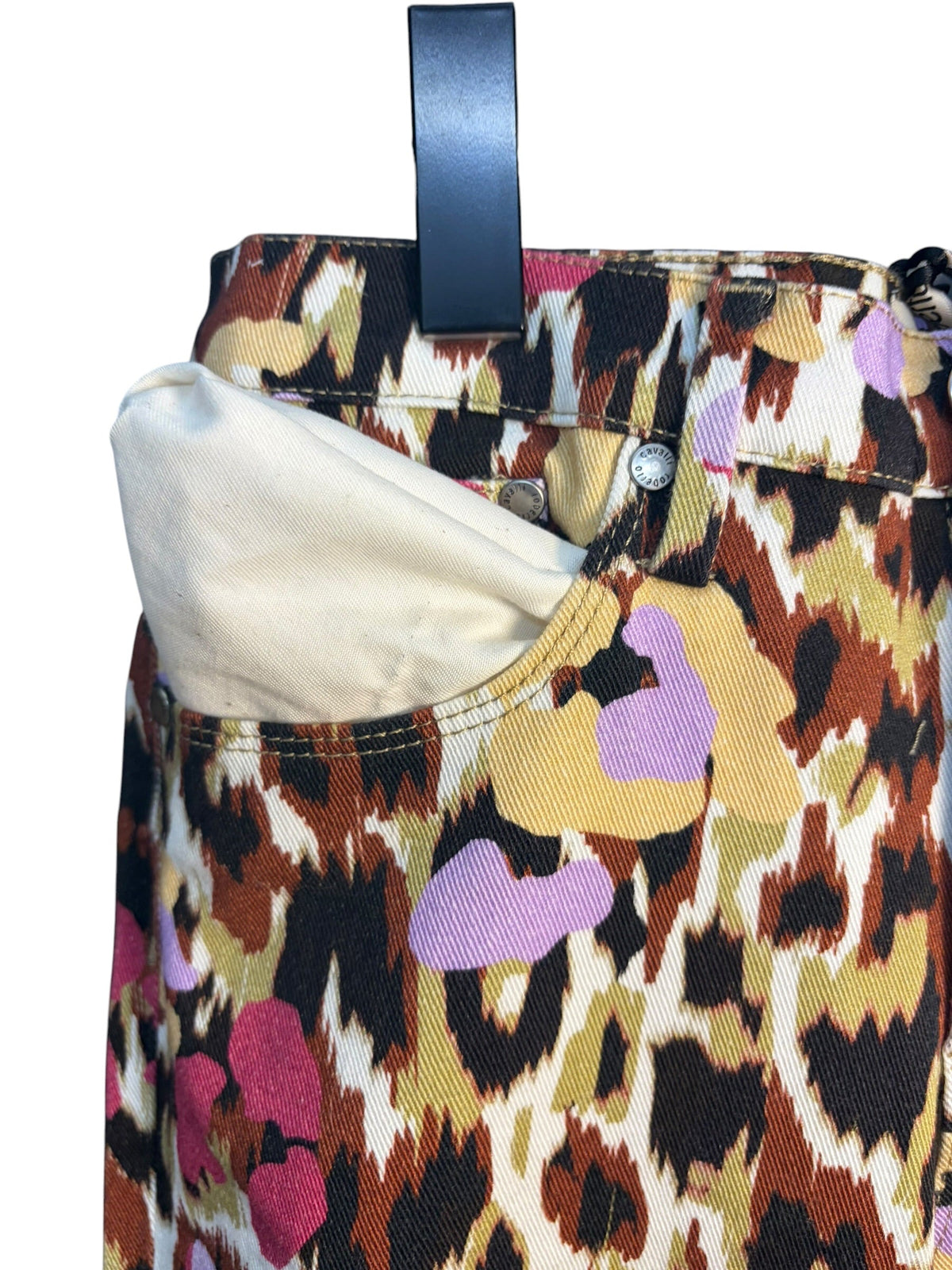 Roberto Cavalli Multicolored Animal-Print Denim Straight Pants