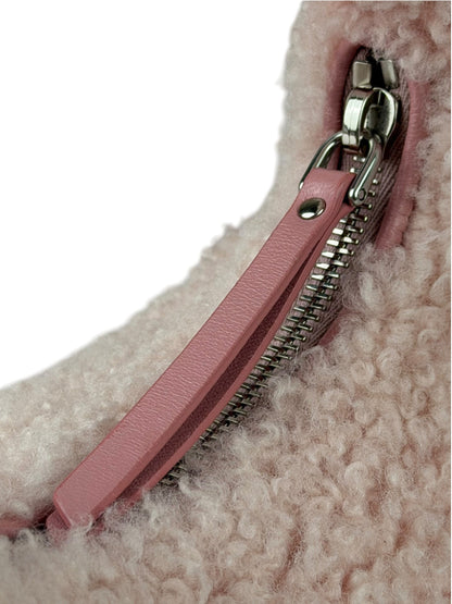 Miu Miu Pink Wool Teddy Two-Way Hobo Bag