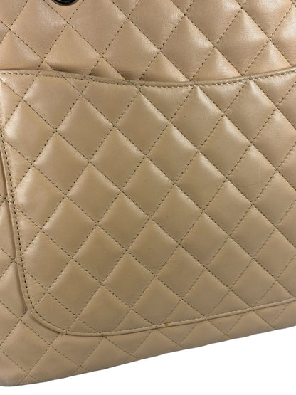 Chanel Beige Quilted Lambskin Linge Cambon Tote2005