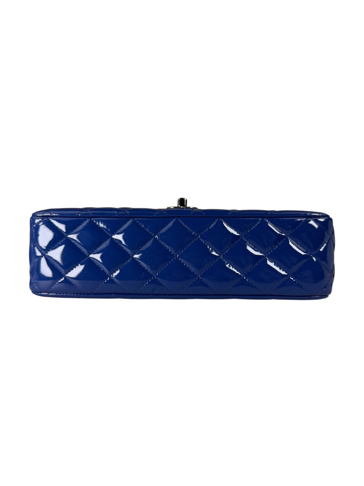 Chanel Shiny Blue Quilted Patent Leather Trim Double Flap Bag 2012