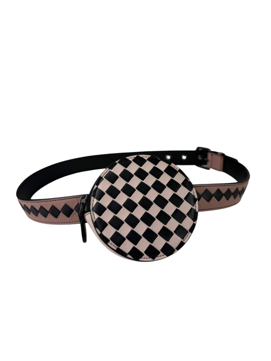 Bottega Veneta Black/Pink Intrecciato Round Around Belt Bag