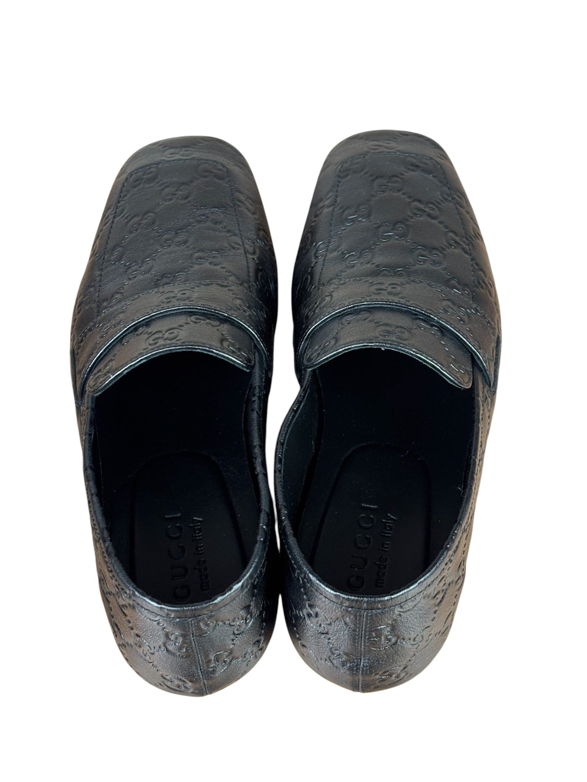 Gucci Black GG Leather Ragazzo Loafers